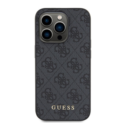Puzdro pre Apple iPhone 15 Pro, Guess, 4G Metal Gold Logo, Sivé