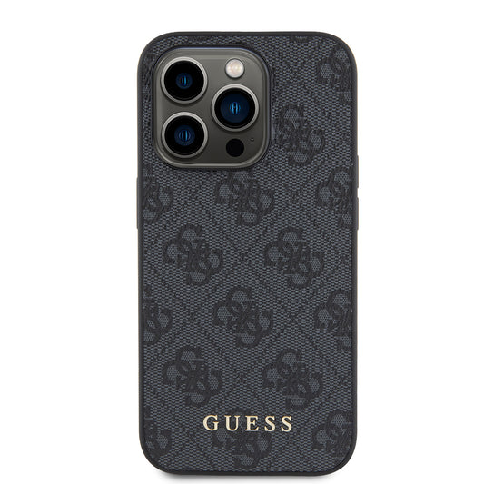 Puzdro pre Apple iPhone 15 Pro, Guess, 4G Metal Gold Logo, Sivé