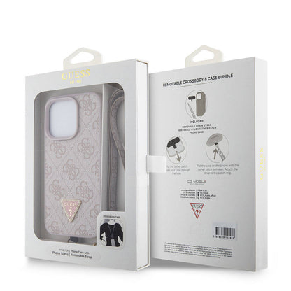 Puzdro pre Apple iPhone 15 Pro, Guess, Crossbody 4G Metal Logo, Ružové