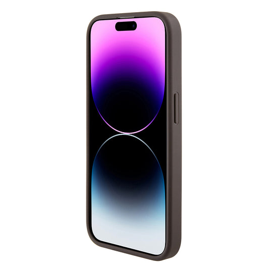 Puzdro pre Apple iPhone 15 Pro, Guess, Grip Stand 4G Triangle Strass, Hnedé