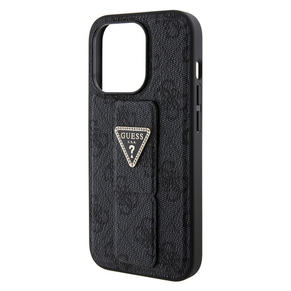 Case for Apple iPhone 15 Pro, Guess, Grip Stand 4G Triangle Strass, Black