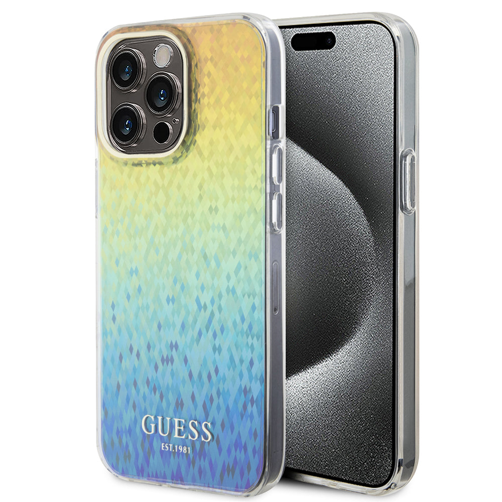 Puzdro pre Apple iPhone 15 Pro, Guess, IML Faceted Mirror Disco Iridescent, Viacfarebné