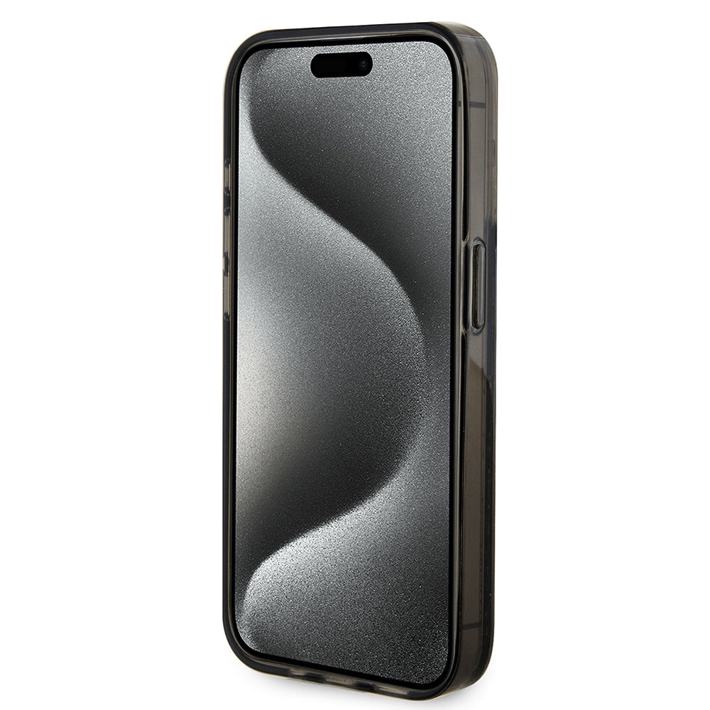 Puzdro pre Apple iPhone 15 Pro, Guess, Liquid Glitter Gold Stripe, Čierne