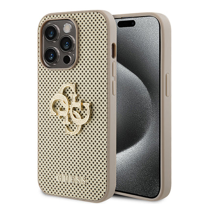 Puzdro pre Apple iPhone 15 Pro, Guess, Perforated 4G, Zlaté