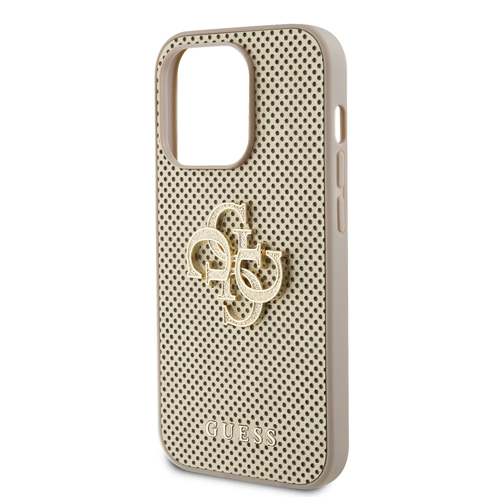 Puzdro pre Apple iPhone 15 Pro, Guess, Perforated 4G, Zlaté