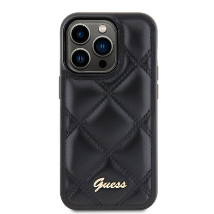 Puzdro pre Apple iPhone 15 Pro, Guess, Quilted Metal Logo, Čierne