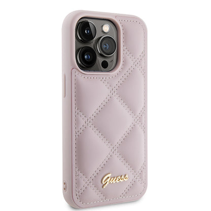 Case for Apple iPhone 15 Pro, Guess, Quilted Metal Logo, Pink