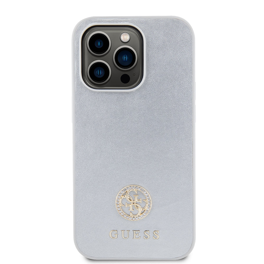 Puzdro pre Apple iPhone 15 Pro, Guess, Strass Metal Logo, Strieborné