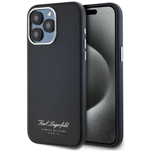Puzdro pre Apple iPhone 15 Pro, Karl Lagerfeld, Grained Hotel RSG, Čierne