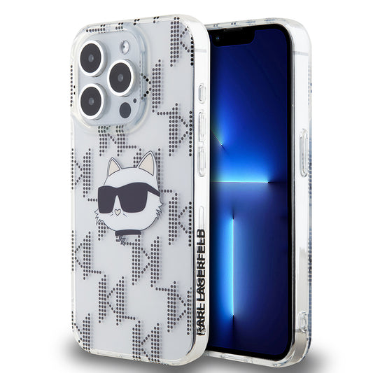 Puzdro pre Apple iPhone 15 Pro, Karl Lagerfeld, IML Electroplated Choupette Head, Transparentné
