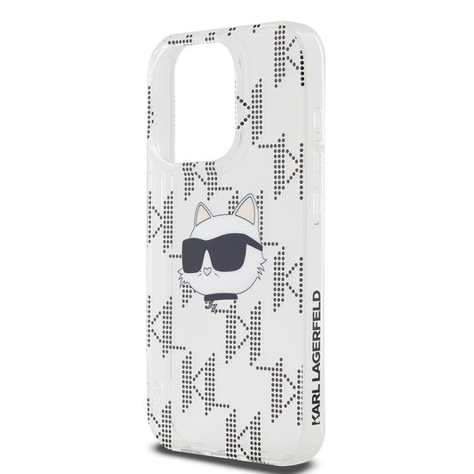 Puzdro pre Apple iPhone 15 Pro, Karl Lagerfeld, IML Electroplated Choupette Head, Transparentné