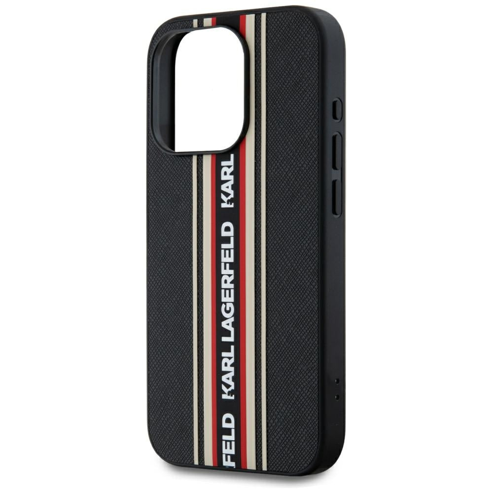 Puzdro pre Apple iPhone 15 Pro, Karl Lagerfeld, Saffiano Athleisure Stripes with Strap, Rosie
