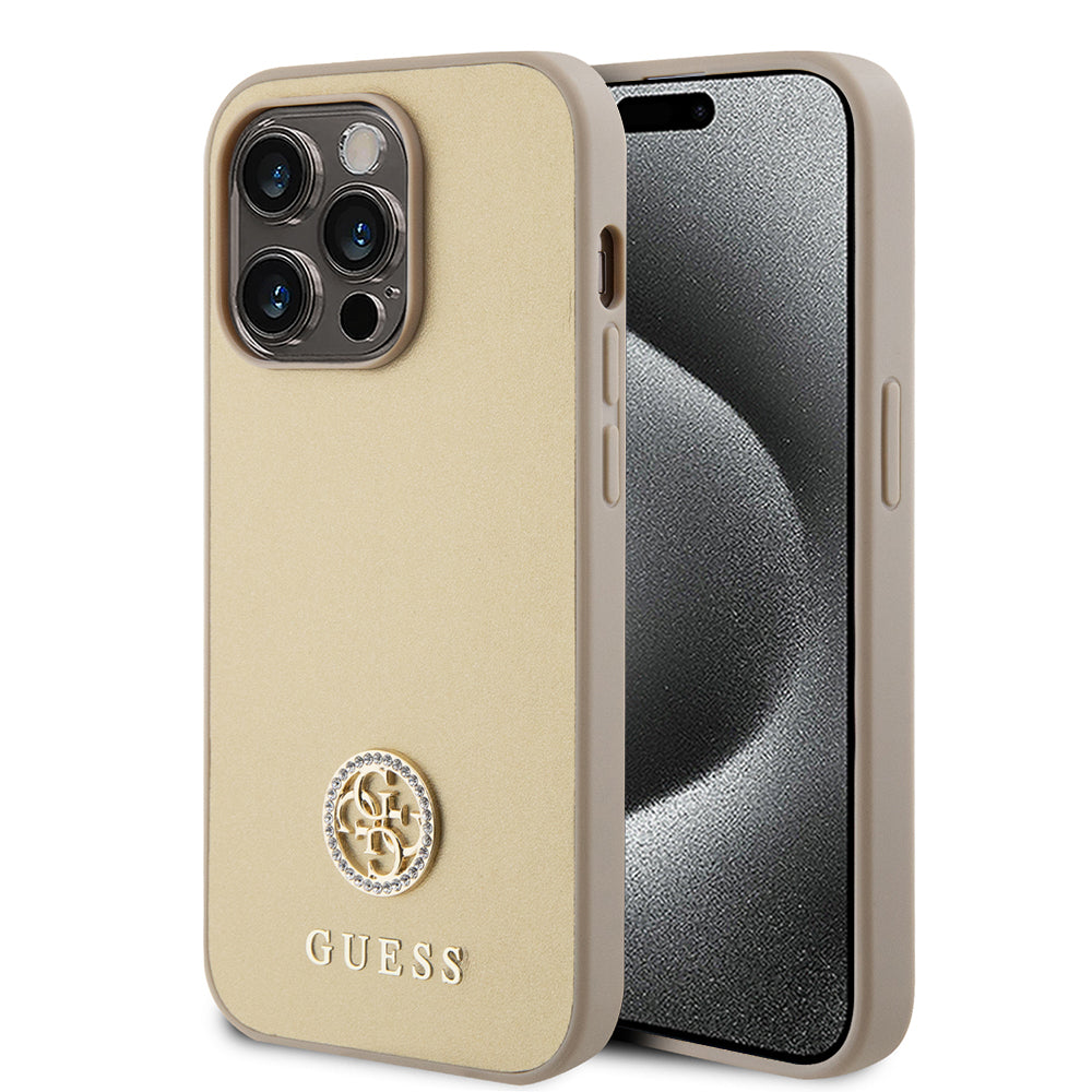 Puzdro pre Apple iPhone 15 Pro Max, Guess, 4G Strass Metal Logo, Zlaté