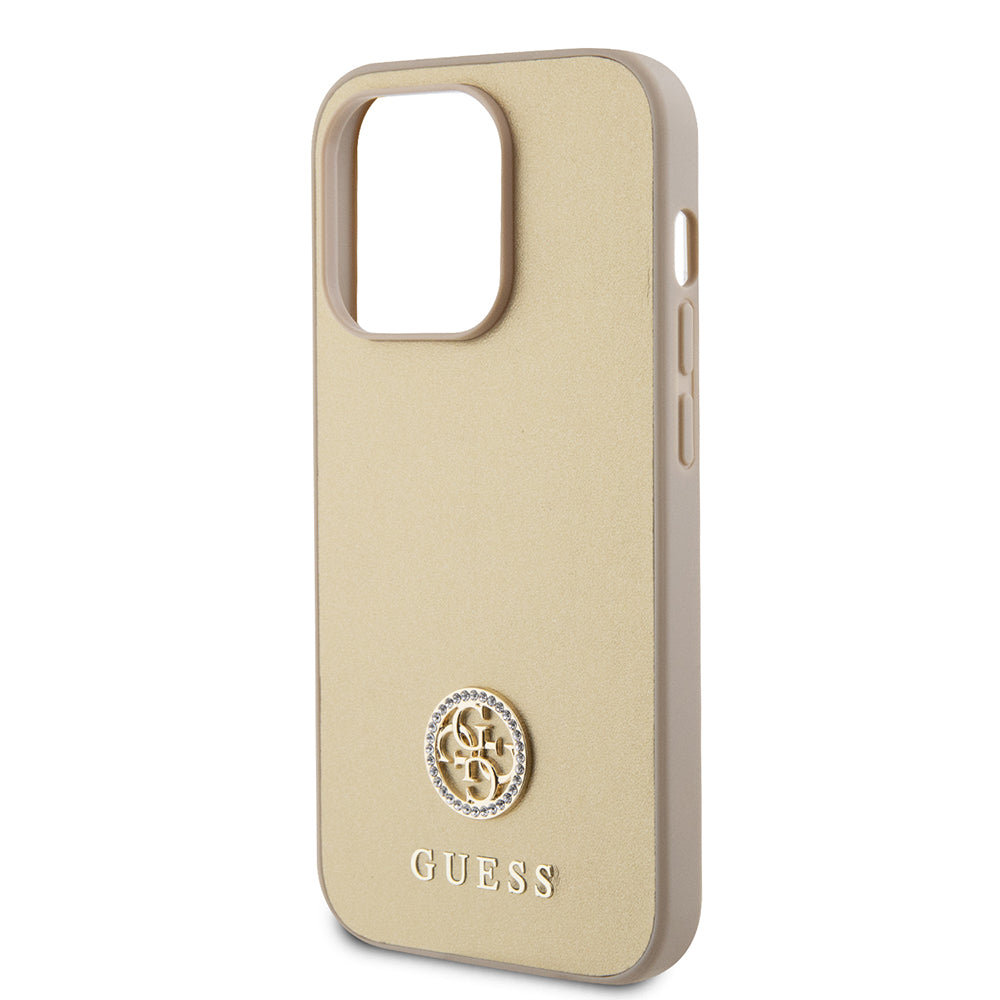 Puzdro pre Apple iPhone 15 Pro Max, Guess, 4G Strass Metal Logo, Zlaté
