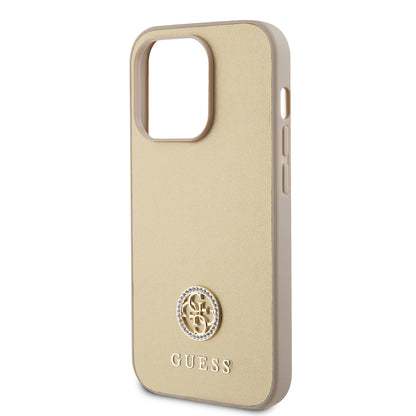 Puzdro pre Apple iPhone 15 Pro Max, Guess, 4G Strass Metal Logo, Zlaté