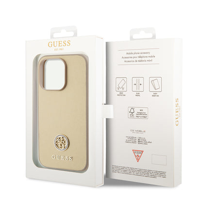 Puzdro pre Apple iPhone 15 Pro Max, Guess, 4G Strass Metal Logo, Zlaté