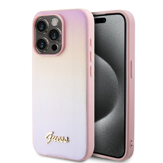 Puzdro pre Apple iPhone 15 Pro Max, Guess, Iridescent Metal Script, Ružová