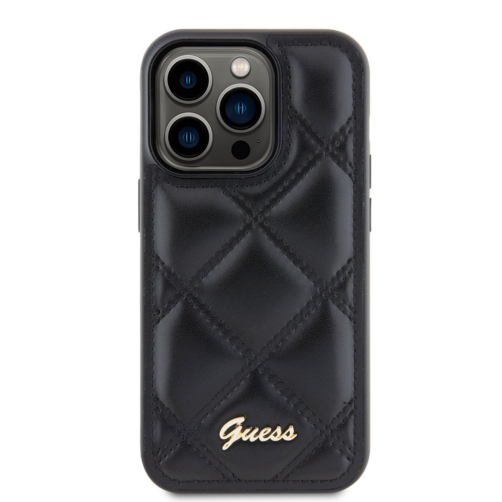 Puzdro pre Apple iPhone 15 Pro Max, Guess, Quilted Metal Logo, Čierne