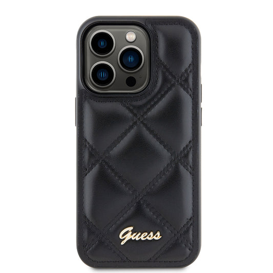 Puzdro pre Apple iPhone 15 Pro Max, Guess, Quilted Metal Logo, Čierne