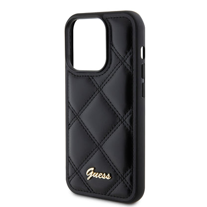 Puzdro pre Apple iPhone 15 Pro Max, Guess, Quilted Metal Logo, Čierne