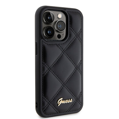 Puzdro pre Apple iPhone 15 Pro Max, Guess, Quilted Metal Logo, Čierne