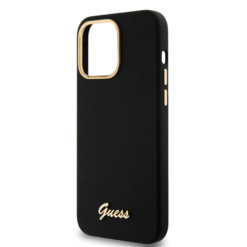 Puzdro pre Apple iPhone 15 Pro Max, Guess, Script Metal Logo & Frame, Čierne