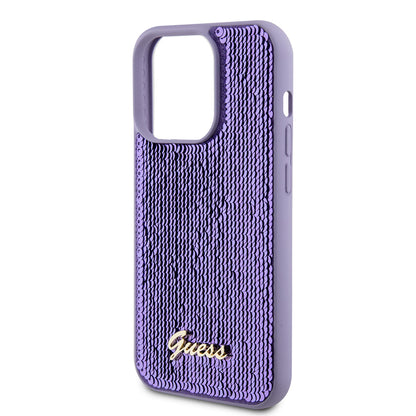 Puzdro pre Apple iPhone 15 Pro Max, Guess, Sequin Script Metal, Fialové