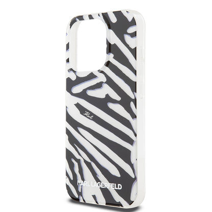 Puzdro pre Apple iPhone 15 Pro Max, Karl Lagerfeld, IML Luxury Zebra Pattern with Strap, Čierne