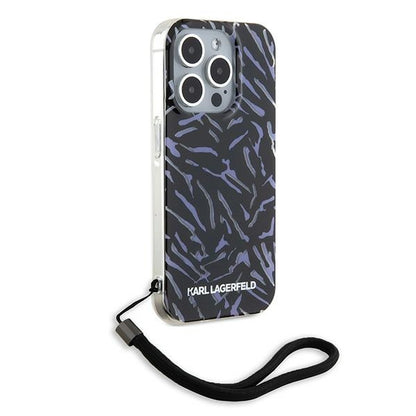 Puzdro pre Apple iPhone 15 Pro Max, Karl Lagerfeld, Zebra with Cord Strap, Mov