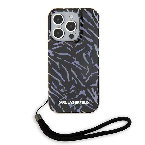 Puzdro pre Apple iPhone 15 Pro Max, Karl Lagerfeld, Zebra with Cord Strap, Mov