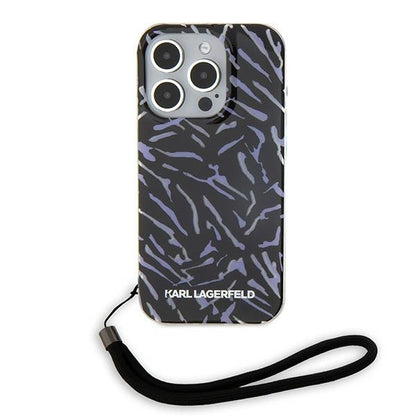 Puzdro pre Apple iPhone 15 Pro Max, Karl Lagerfeld, Zebra with Cord Strap, Mov