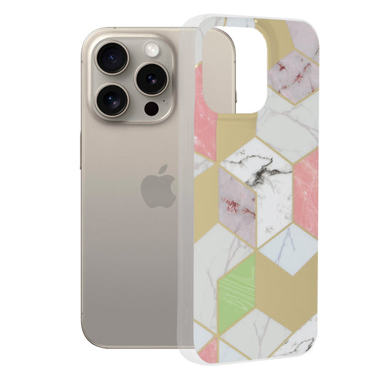 Puzdro pre Apple iPhone 15 Pro Max, Techsuit, Marble, Fialová