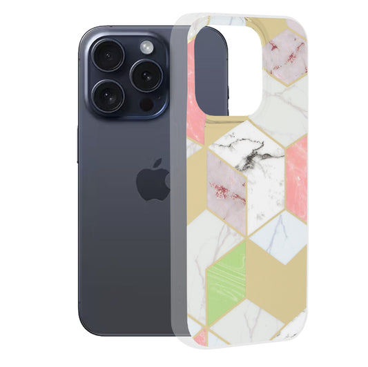 Puzdro pre Apple iPhone 15 Pro, Techsuit, Marble, Fialová