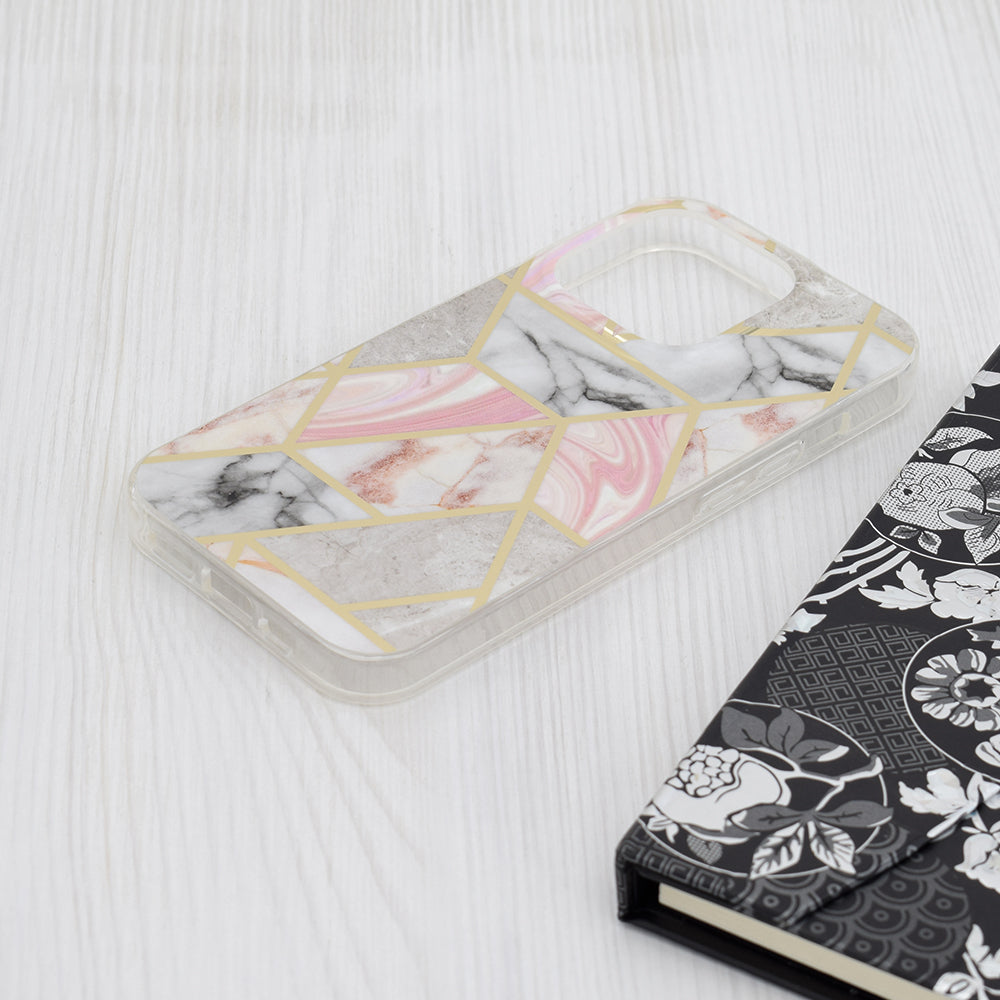 Obal na Apple iPhone 15 Pro, Techsuit, Marble, Ružový