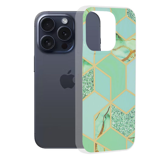 Obal na Apple iPhone 15 Pro, Techsuit, Marble, Zelený