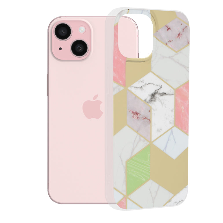 Puzdro pre Apple iPhone 15, Techsuit, Marble, fialové