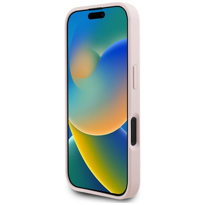 Puzdro pre Apple iPhone 16, Guess, 4G Grained Roses Big Logo, Ružové