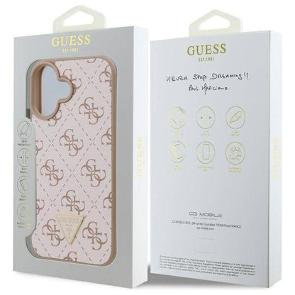 Puzdro pre Apple iPhone 16, Guess, 4G Triangle Logo, Biela