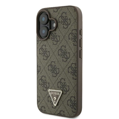 Puzdro pre Apple iPhone 16, Guess, 4G Triangle Strass, Hnedé