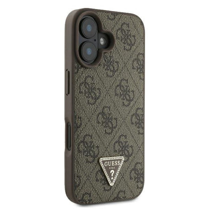 Puzdro pre Apple iPhone 16, Guess, 4G Triangle Strass, Hnedé