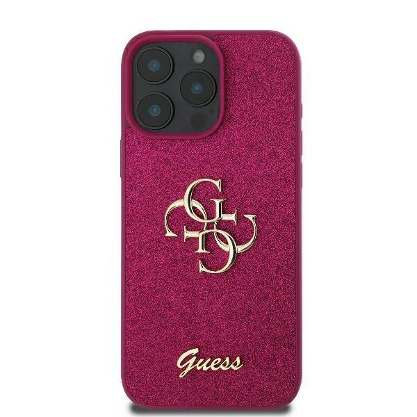 Puzdro pre Apple iPhone 16, Guess, Fixed Glitter Big 4G, Fialové