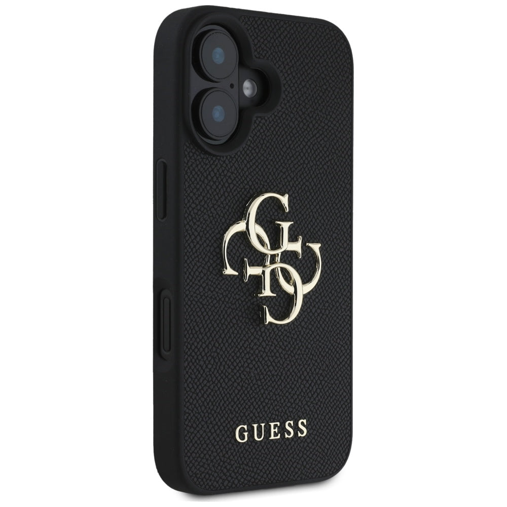 Puzdro pre Apple iPhone 16, Guess, Grained Big 4G Logo Small Classic Logo, Čierne