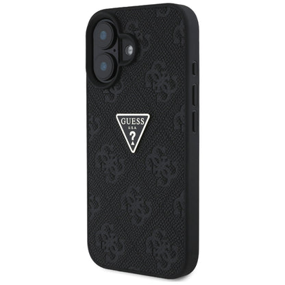 Puzdro pre Apple iPhone 16, Guess, Hot Stamp 4G Pattern Triangle Logo, Čierne