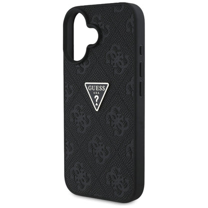 Puzdro pre Apple iPhone 16, Guess, Hot Stamp 4G Pattern Triangle Logo, Čierne