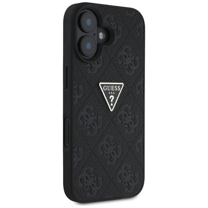 Puzdro pre Apple iPhone 16, Guess, Hot Stamp 4G Pattern Triangle Logo, Čierne