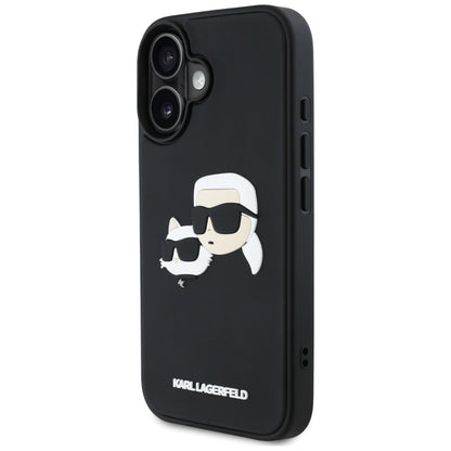 Puzdro pre Apple iPhone 16, Karl Lagerfeld, 3D Rubber Karl & Choupette, Čierne