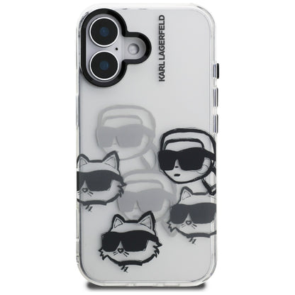 Puzdro pre Apple iPhone 16, Karl Lagerfeld, IML Luxury Multi Head Pattern, Transparentné