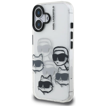 Puzdro pre Apple iPhone 16, Karl Lagerfeld, IML Luxury Multi Head Pattern, Transparentné