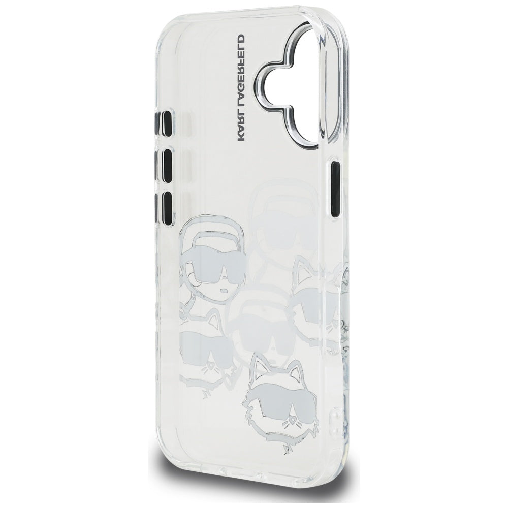 Puzdro pre Apple iPhone 16, Karl Lagerfeld, IML Luxury Multi Head Pattern, Transparentné