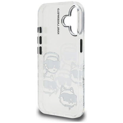 Puzdro pre Apple iPhone 16, Karl Lagerfeld, IML Luxury Multi Head Pattern, Transparentné